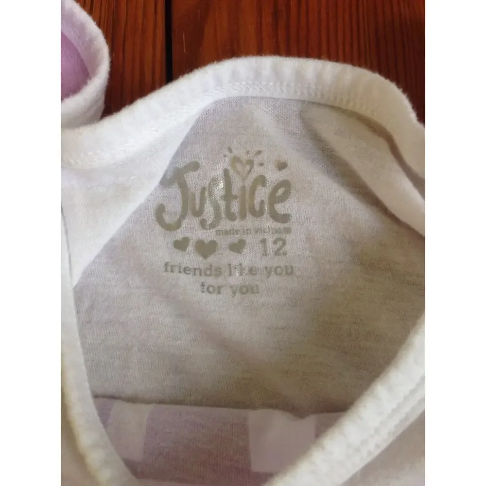 Justice Sparkle GLAM Fabulous SHINE Funky Graphic Girls Pink Gold T-Shirt 12